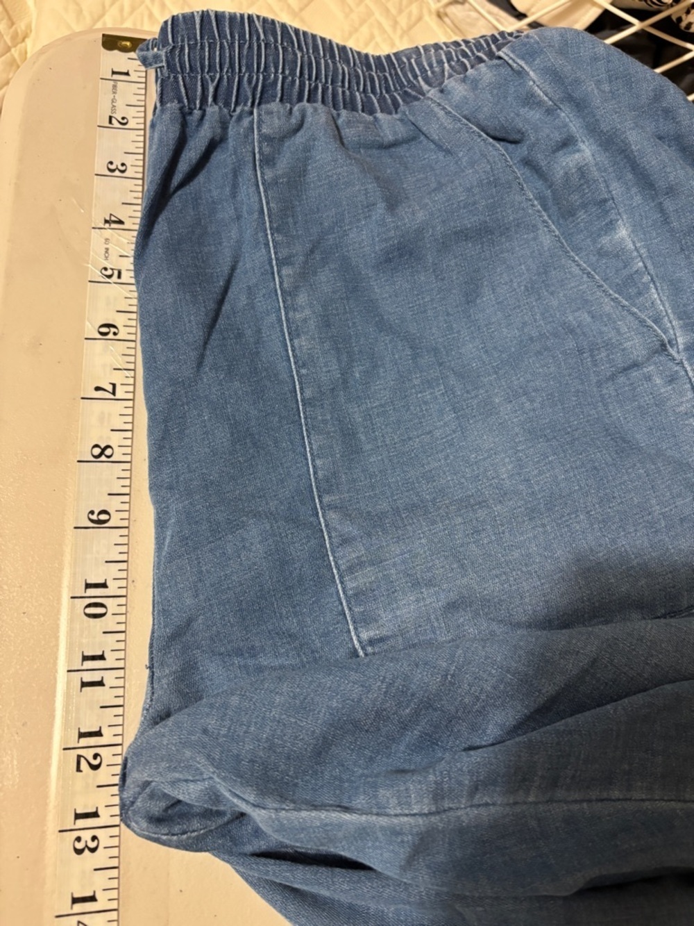 Oat New York Indigo Chambray Denim Joggers Size Medium Model Off Duty Soft Drape - Picture 7 of 12